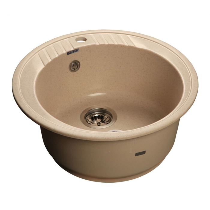 Мойка кухонная композитная GRANFEST Rondo GF-R520 (d520) Бежевый 328 круглая — фото 1