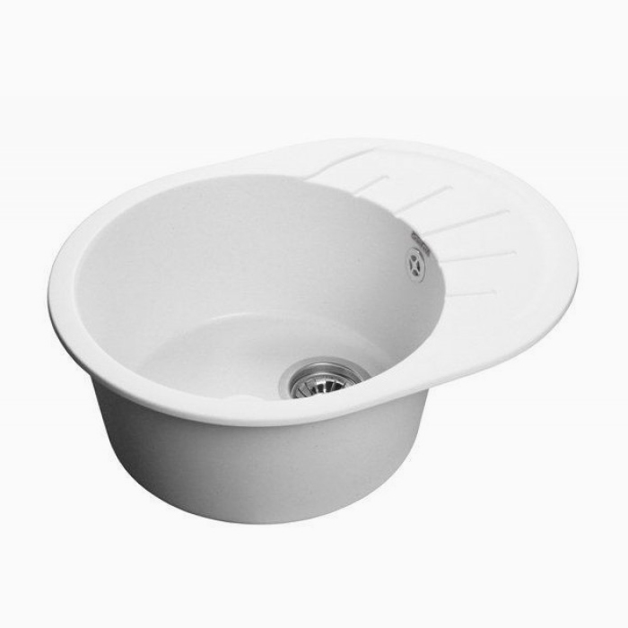 Мойка кухонная композитная GRANFEST Rondo GF-R580L (579х445) Иней кругл.с мини-крылом — фото 1
