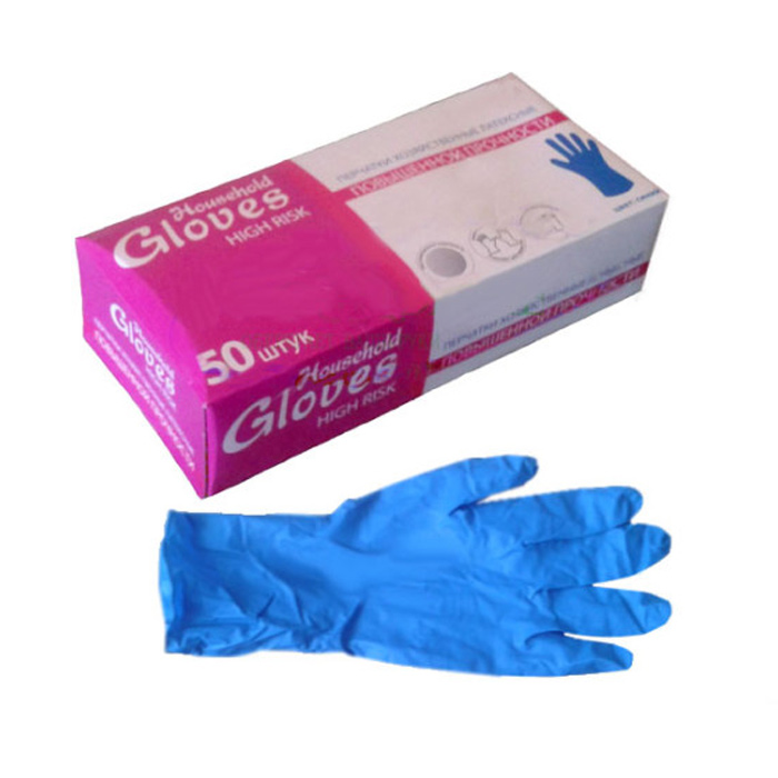 Перчатки латексные (упаковка 50 п) Household Gloves Higk Risk/арт.KHR004/ — фото 1