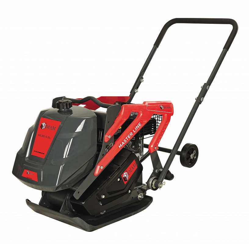 Виброплита ML-80/5.5 L (DIAM) /двиг. Loncin 163сс; 5,5 л.с., плита 535х370мм; 600кв.м./час, ударная сила 12кН, уплотнение до 300мм; 80кг, бак для воды, колеса, коврик/