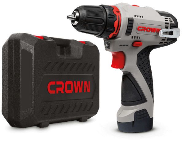 Дрель аккумуляторная CT21072НХ-2 BMC (CROWN) /12В; 30Нм, 2х2,0Ач Li-Ion, БЗП10мм, 0-380/0-1250 об/мин., 0,96кг, кейс/ — фото 1