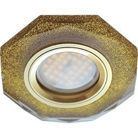 Светильник точечный MR16 GU5.3 DL1652 25х90мм (ECOLA) /8-угольник стекло золотой. блеск/золото/ — фото 1