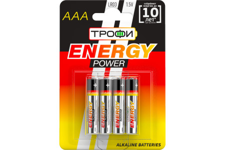 Батарейка ТРОФИ/ENERGY LR03 Alkaline 1-087 (уп.4шт) — фото 1