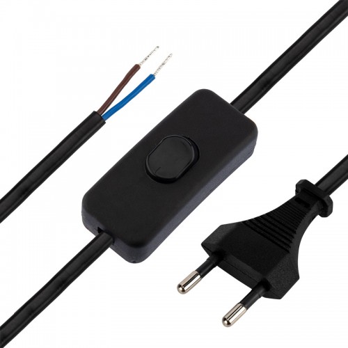 Шнур сетевой 1.8 м с выключателем, черный, без розетки 2.5A-220V (REXANT) арт. 11-1134/ — фото 1