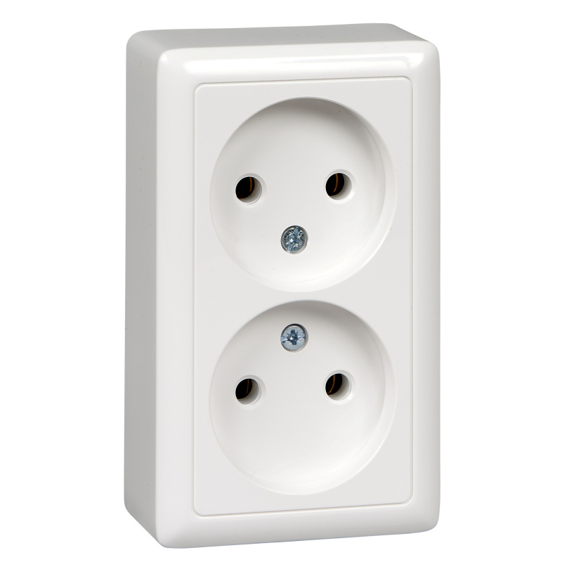 Розетка 2-мест. ОУ IP20 Хит (Schneider Electric) /16А белая арт. RA16-237-B/ — фото 1