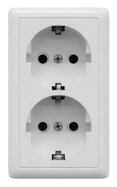 Розетка 2-мест. ОУ з/конт. IP20 Хит (Schneider Electric) /16А белая арт. RA16-238-B/ — фото 1