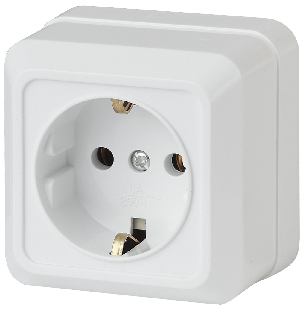 Розетка 1-мест. ОУ з/конт. IP20 Schuko Эксперт (ЭРА) /16А белый арт.11-2203-01/ — фото 1