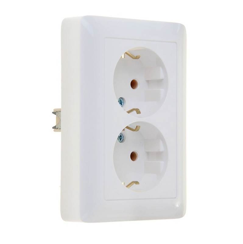 Розетка 2-мест. СУ з/конт. IP21 Хит (Schneider Electric) /16А белая арт. RS16-236-B/ — фото 1