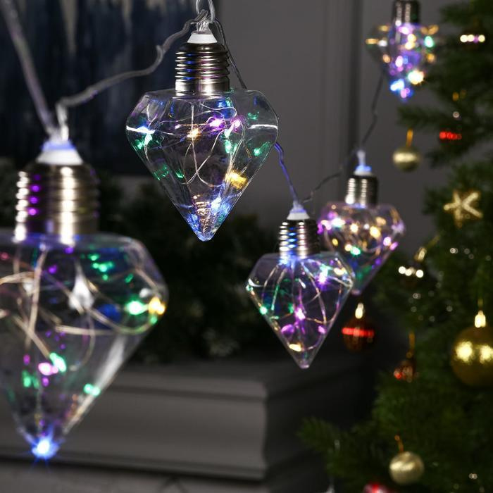 Гирлянда свд 3м IP20 Лампочки кристалл (Luazon Lighting) /80LED MULTI/ — фото 1