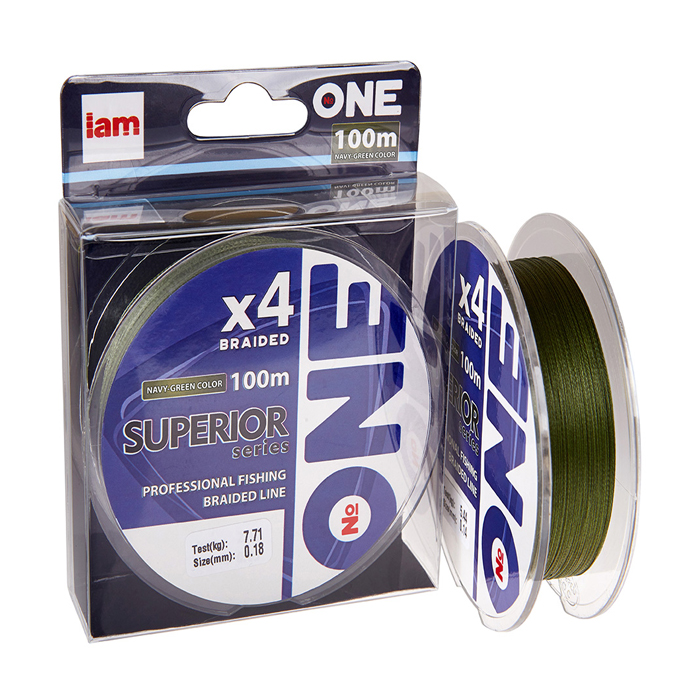 Шнур IAM №ONE SUPERIOR X4 0.12мм 100м navi-green
