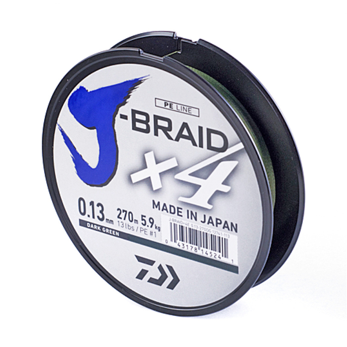 Шнур Daiwa J-Braid X4 Dark Green 0.13мм 135м — фото 1