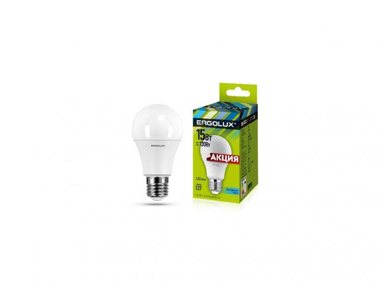 Лампа свд Е27 А60 15Вт 4500К 1220Lm (ERGOLUX) /арт. LED-A60-15W-E27-4K/ — фото 1