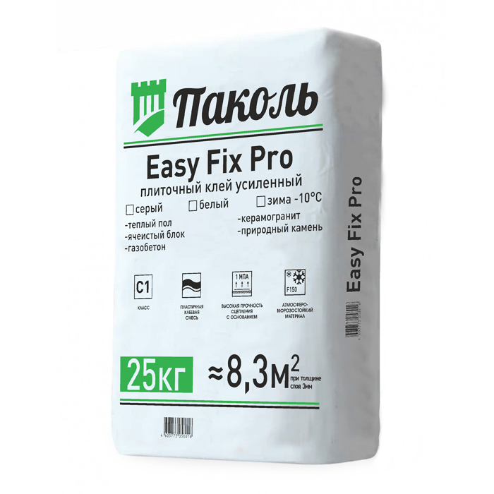 Клей для плитки Паколь Easy Fix Pro усиленный 25кг (56шт/9 скл)