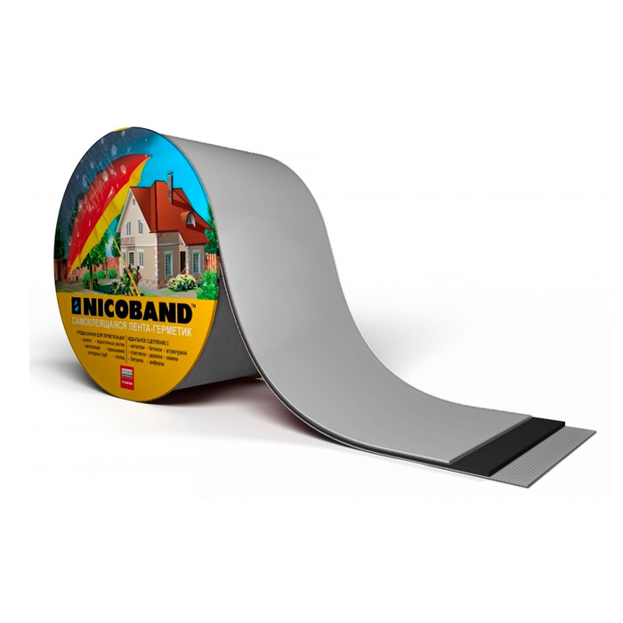 Лента самоклеящаяся Nicoband 10см/10м серебр. — фото 1