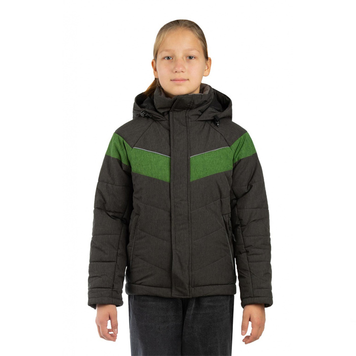 Куртка детская зимняя Junior (Джуниор) 10000/10000 плащевая серо-зеленый (Маугли) — фото 1