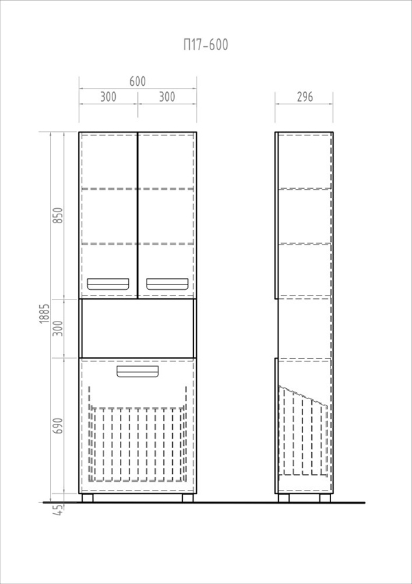 Пенал Plaza 600 с бельевой корзиной