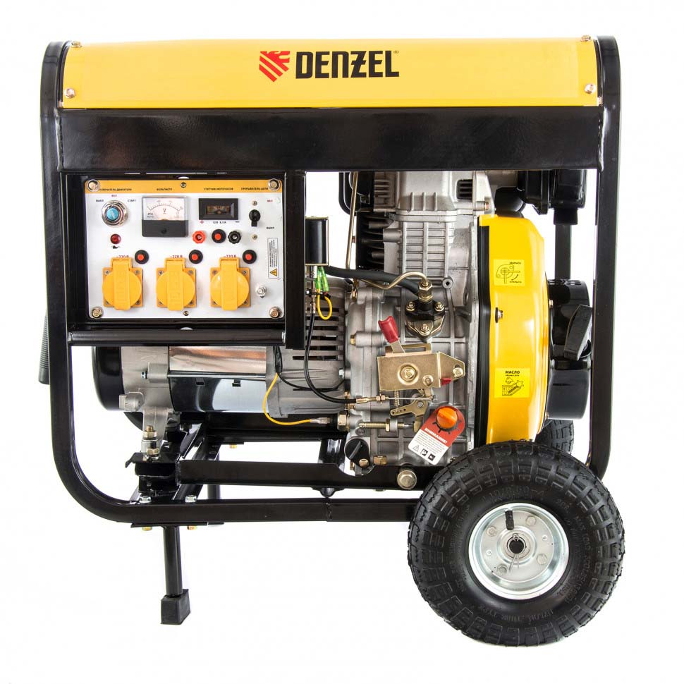 Генератор дизельный DD6300E (DENZEL) /Мощн. 4,5/5,0кВт, бак 15л., электростартер, 106кг /