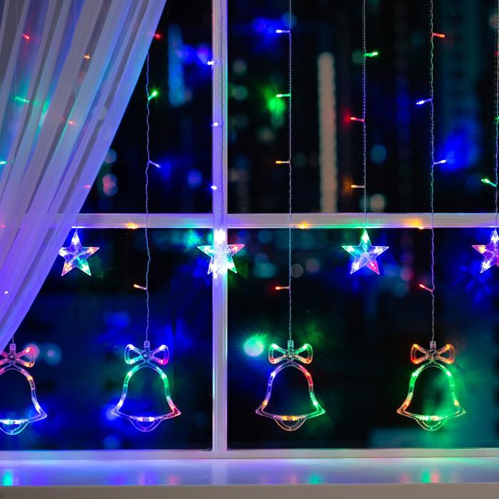 Гирлянда свд бахрома 2,4х0,9м IP20 (Luazon Lighting) /186LED с насадками Колокольчики/Мульти — фото 1