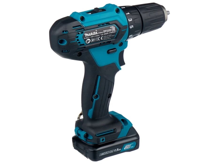 Дрель аккумуляторная DF 333 DWYE (MAKITA) /12В; 2х1,5 Aч Li-Ion; 30Нм БЗП10мм; 0-450/0-1700об/мин, 1,1кг кейс/ — фото 1