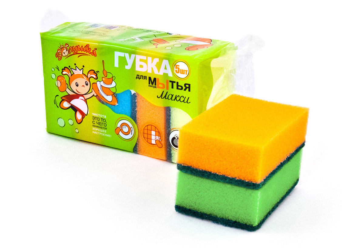 Губка для посуды АКЦЕНТ Золушка макси 5шт — фото 1