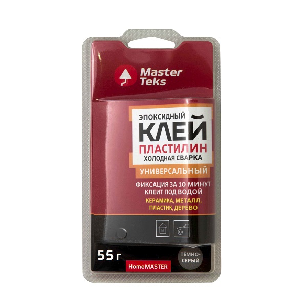 Клей-пластилин MasterTeks HomeMaster эпоксидный холодная сварка универс. 55г темно-серый