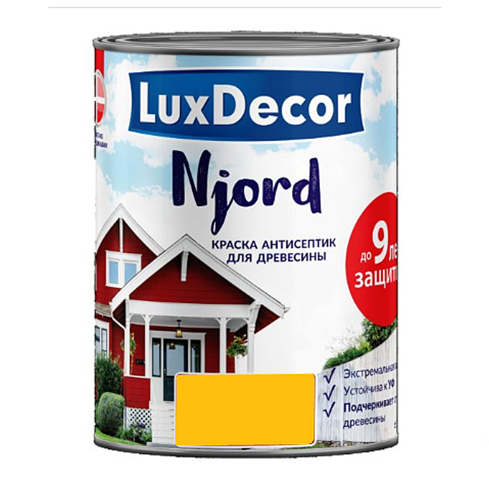 Краска антисептик LUXDECOR NJORD для древесины 0,75л Зимнее солнце — фото 1