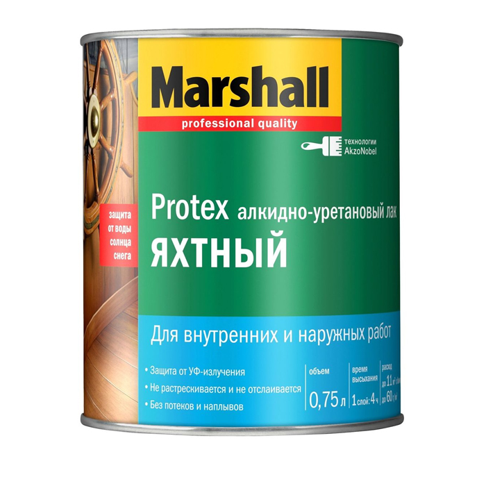 Лак Marshall PROTEX Yat Vermik 40 Водостойкий Яхтный 0,75л полуматовый — фото 1