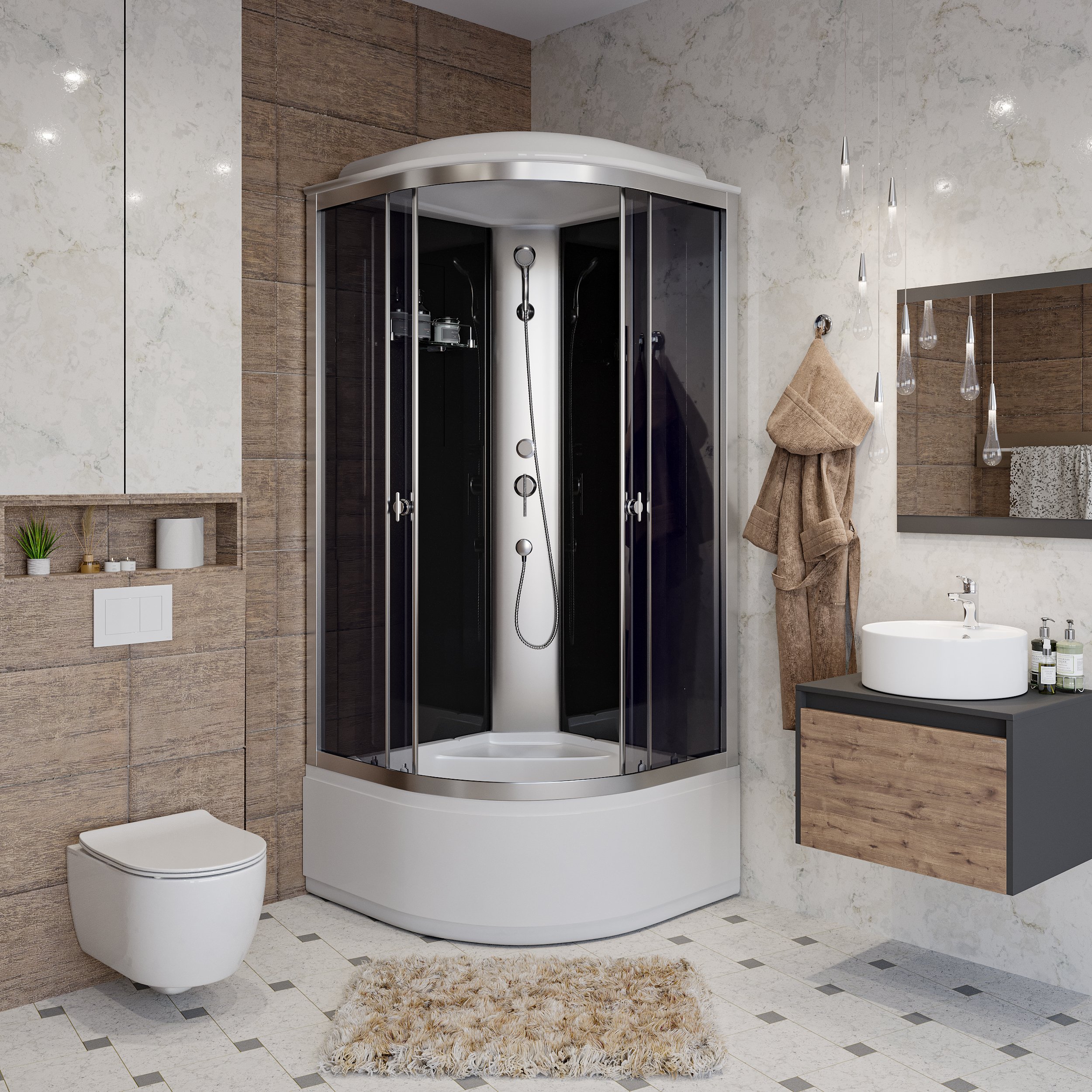 Душевая кабина Niagara Eco E80/40/TN(800х800х2150) 4 места — фото 1
