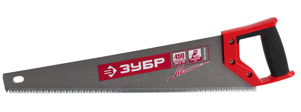 Ножовка 450мм п/дер. (ЗУБР) /круп. зуб, быстрорез поперек волокон, д/крупных и средних зоготовок арт. 15075-45_z02/ — фото 1