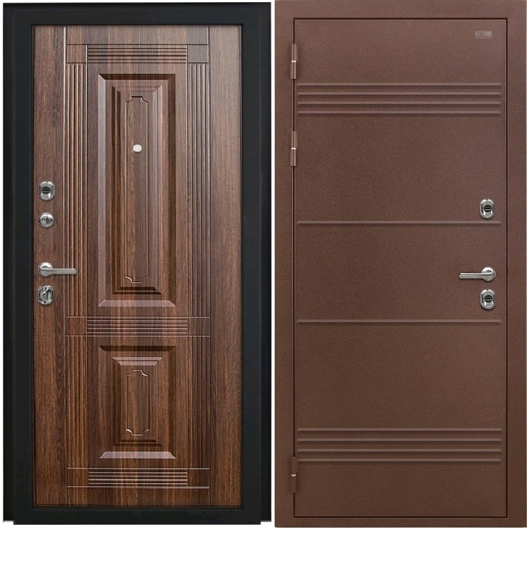 Дверь металлическая Dorston TERMO D5 антик медный /Ф-2 Статус коньяк, ЗК (860*2050) левая — фото 1