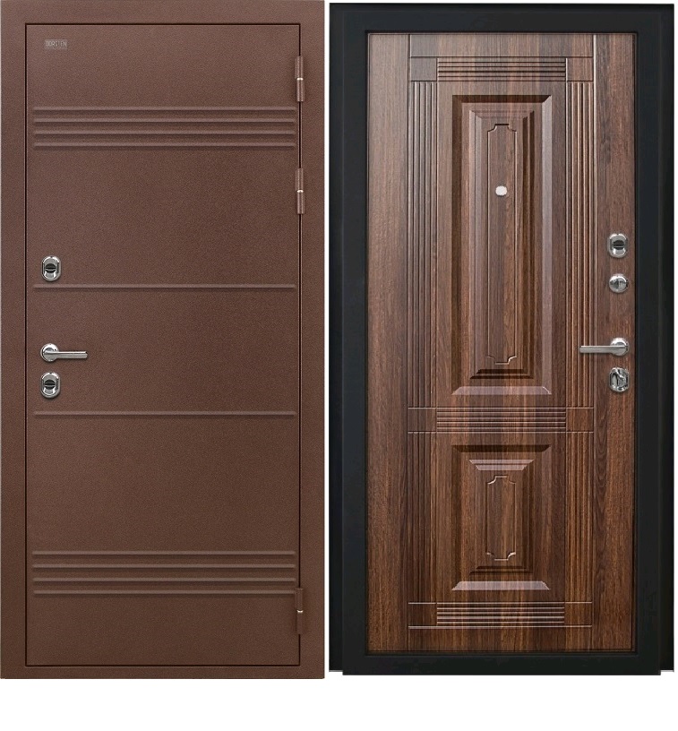 Дверь металлическая Dorston TERMO D5 антик медный /Ф-2 Статус коньяк, ЗК (960*2050) левая — фото 1