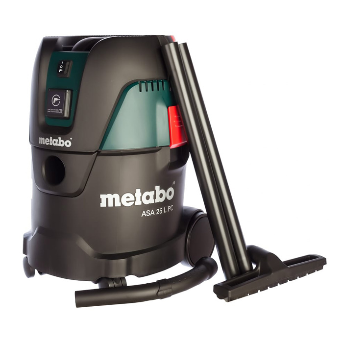 Пылесос ASA 25 L PC (METABO) /1250 Вт, 60л/сек.; объем контейнера 25л; сух/влаж. уборка; разряжение 210мбар; 8,3кг, шланг, насадки/