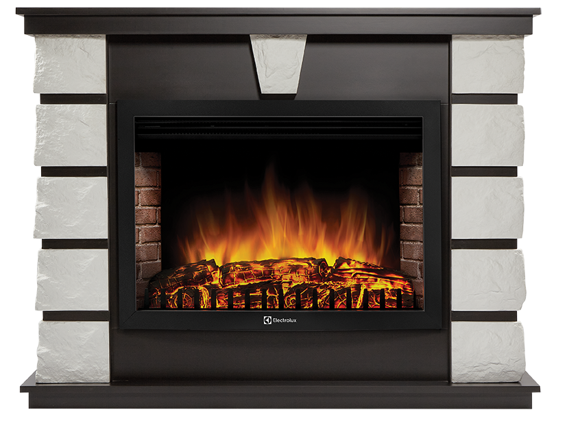 Каминокомплект Firelight Excalibur 30 камень белый, шпон венге с очагом Electrolux EFP/P-3020LS — фото 1