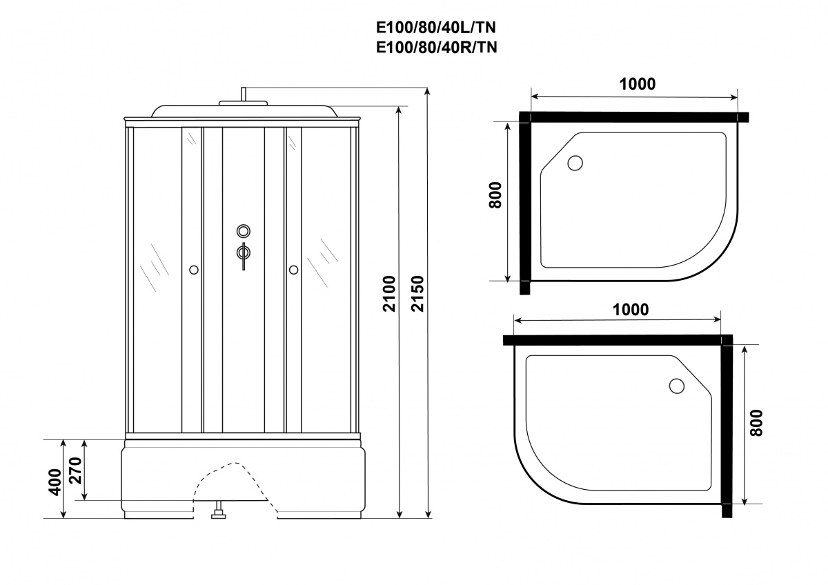Душевая кабина Niagara Eco E100/80/40L/TN (1000х800х2150) 4 места — фото 2