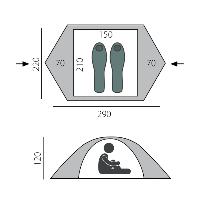 Палатка двухместная Point2+ 4000/10000 зеленый (BTrace ) /арт. Т0504/ — фото 4