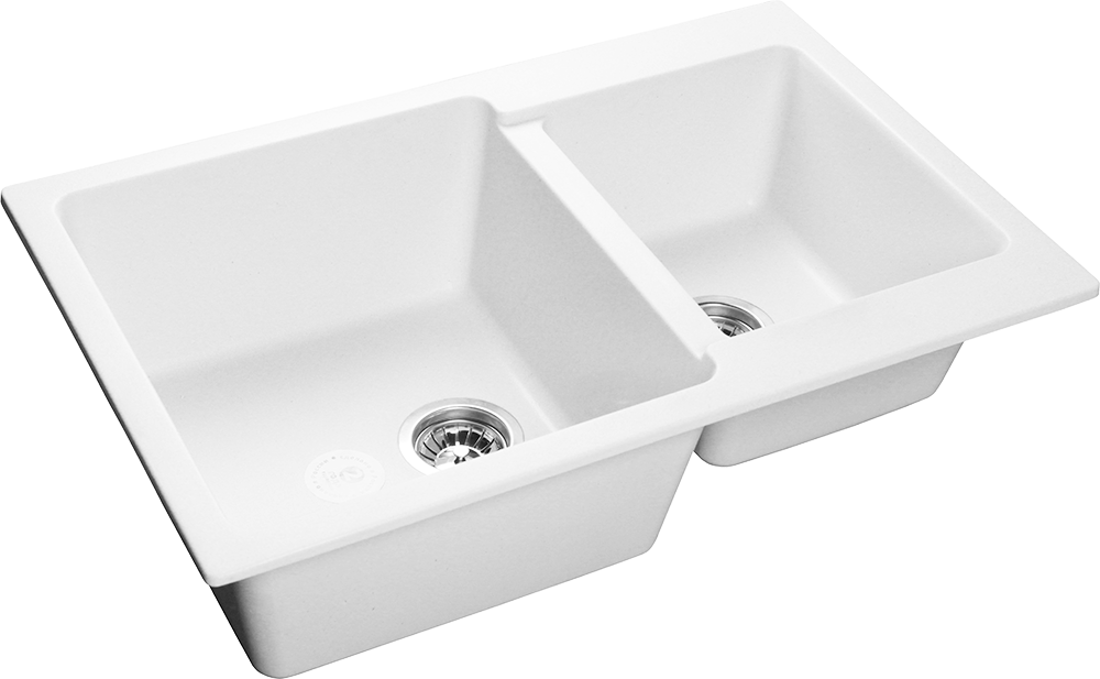 Мойка кухонная композитная GRANFEST Practic GF-P780К (780х510) Иней 2-секц. — фото 1
