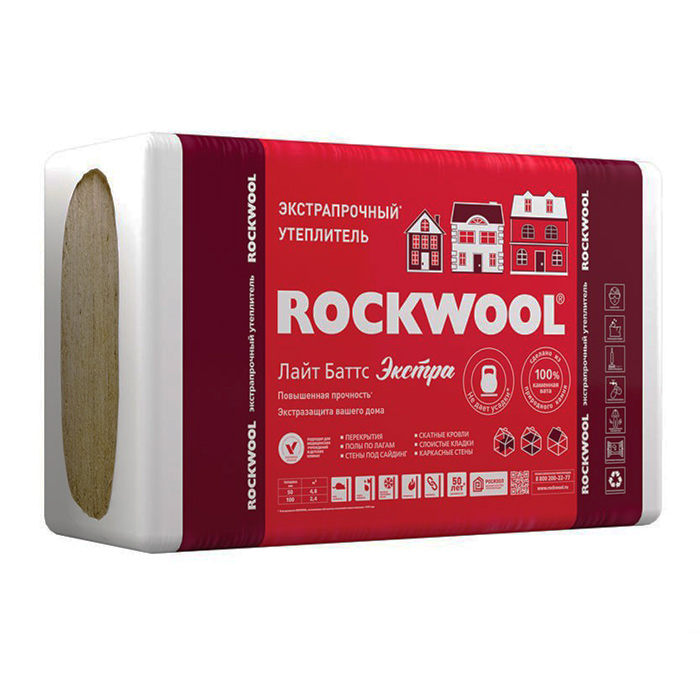 Минвата ROCKWOOL Лайт Баттс Экстра 1000х600х50 (4,8м2/0,24м3) 3/8шт — фото 1