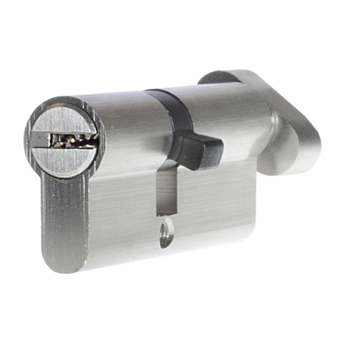 Цилиндр 110мм (60+К50мм) VК2300ABN никелированный с вертушкой, 5 перф.ключей — фото 1