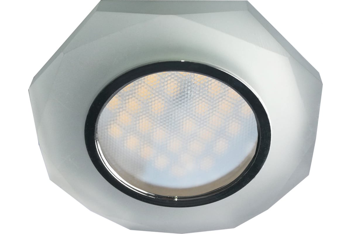 Светильник точечный MR16 GU5.3 DL1652 25х90мм (ECOLA) /стекло 8-уг. черн/черн хром /арт. FB1652EFF/ — фото 1