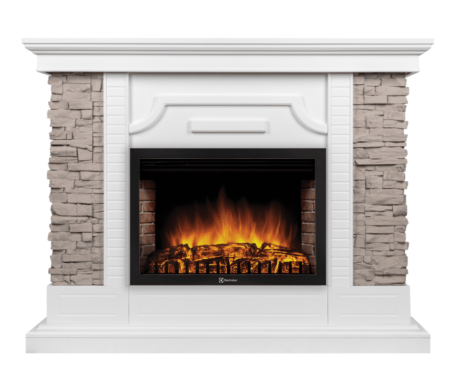 Каминокомплект Firelight Florida 25 белый, серый с очагом Electrolux EFP/P-2520LS N — фото 1