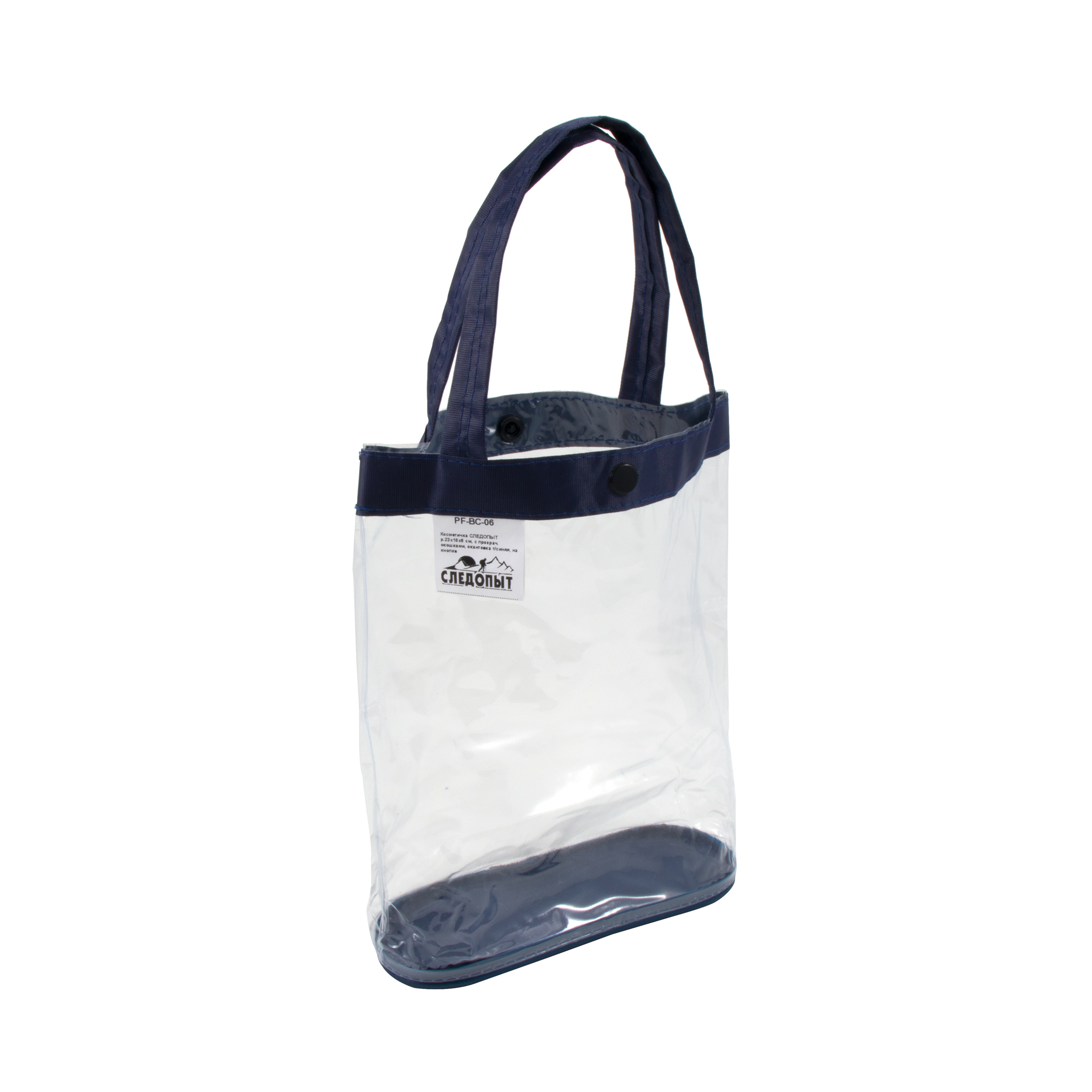 Косметичка 23х18х6 см, ПВХ, на кнопке, с ручками, прозрачная (Следопыт)/арт.PF-BC-06/
