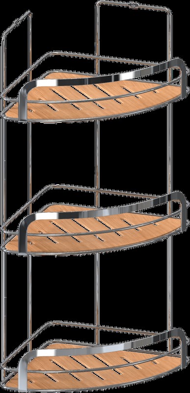Полка для ванной комнаты угловая тройная Wood /арт.FOR-WOD03-U/ — фото 1