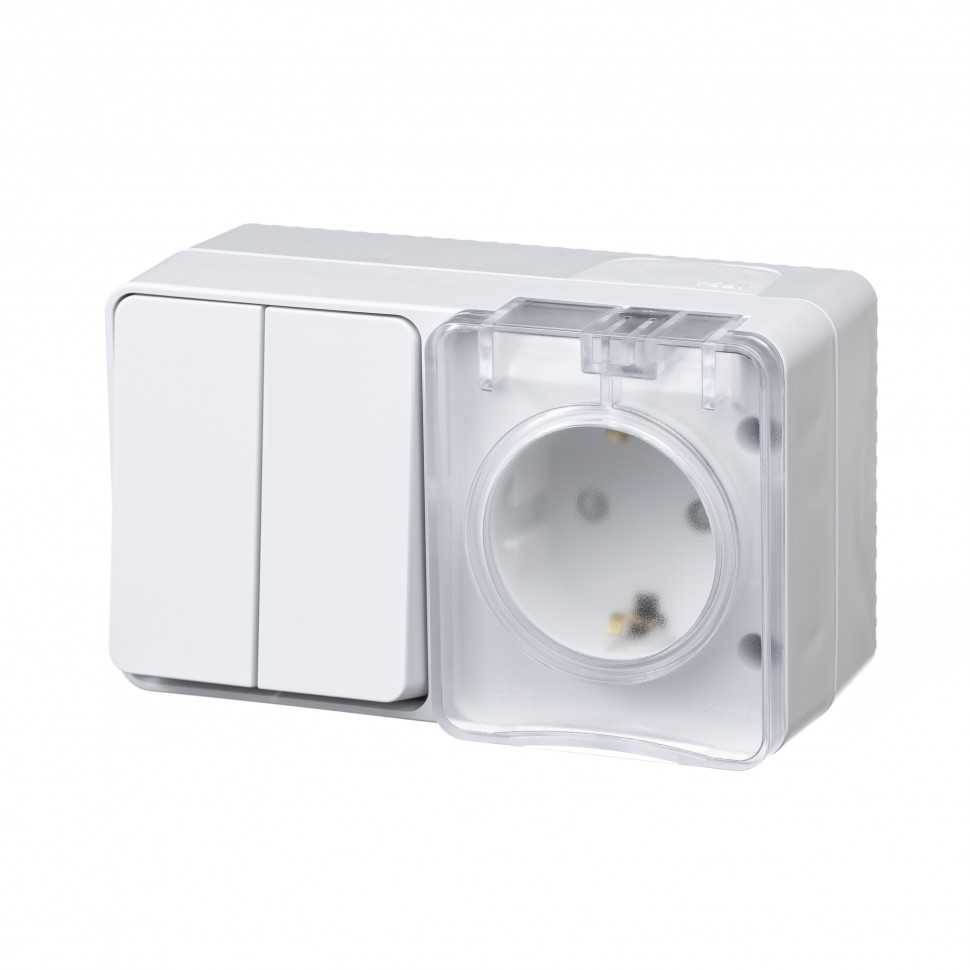 Блок выкл.2кл.+роз.1мест.з/к ОУ AtlasDesign (Schneider Electric) /с крыш.белый арт. ATN540174/