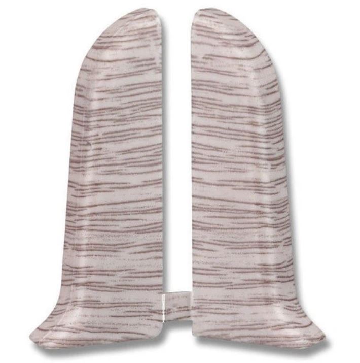 Комплект заглушек торцевых ДУБ СНЕЖНЫЙ (правая + левая) к плинтусу Идеал Комфорт55 — фото 1