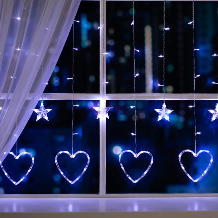 Гирлянда свд бахрома 2,4х0,9м IP20 (Luazon Lighting) /186LED с насадками Сердце/ — фото 1