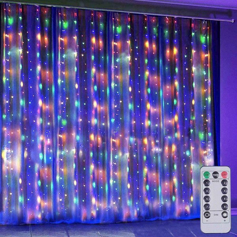 Гирлянда свд занавес 3х2м роса на крючках IP20 (Luazon Lighting) мульти /300LED /с пультом. — фото 1