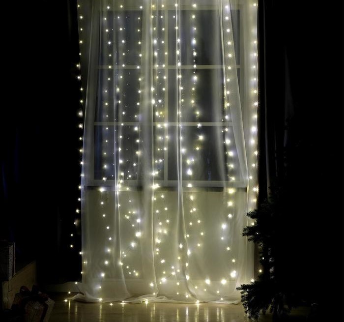 Гирлянда свд занавес 3х3м роса на крючках IP20 (Luazon Lighting) теплый /300LED /с пультом. — фото 1
