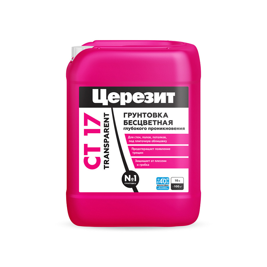 Грунтовка глубокого проникновения БЕСЦВЕТНАЯ Церезит СТ-17 10л — фото 1