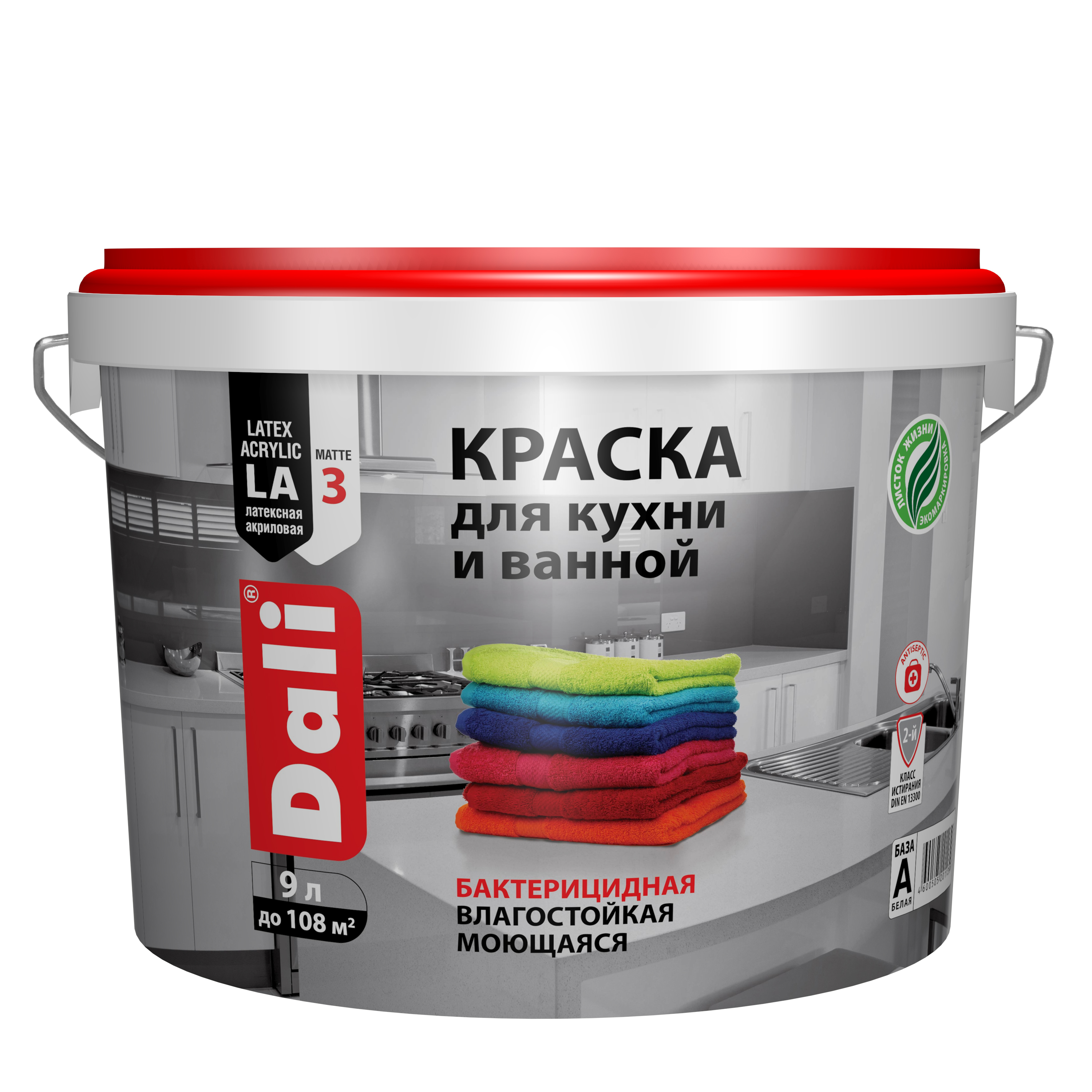 Краска DALI для кухни и ванной база А 9л — фото 1