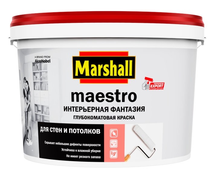 Краска Marshall Maestro интерьерная фантазия 2,5л белая — фото 1